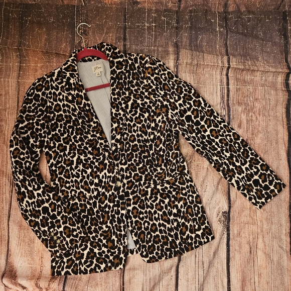 JCREW Leopard blazer sz 8 - Picture 2 of 3